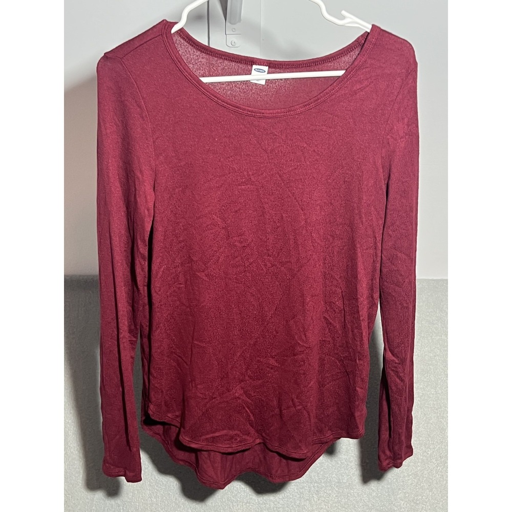 Old Navy Women's Burgundy Long Sleeve Scoop Neck Knit Top Size S Small